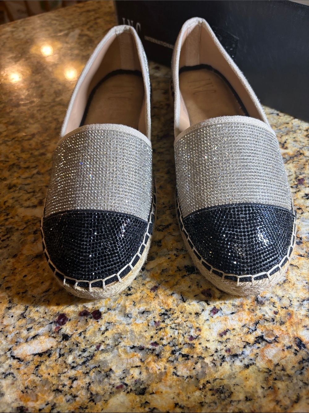 INC International Concepts, 6.5 Metallic Espadrille Flats - Silver & Black NEW - Picture 9 of 13